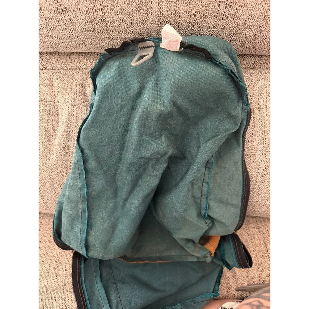 Vintage 90s JanSport Backpack Teal Purple Stripe Suede Bottom